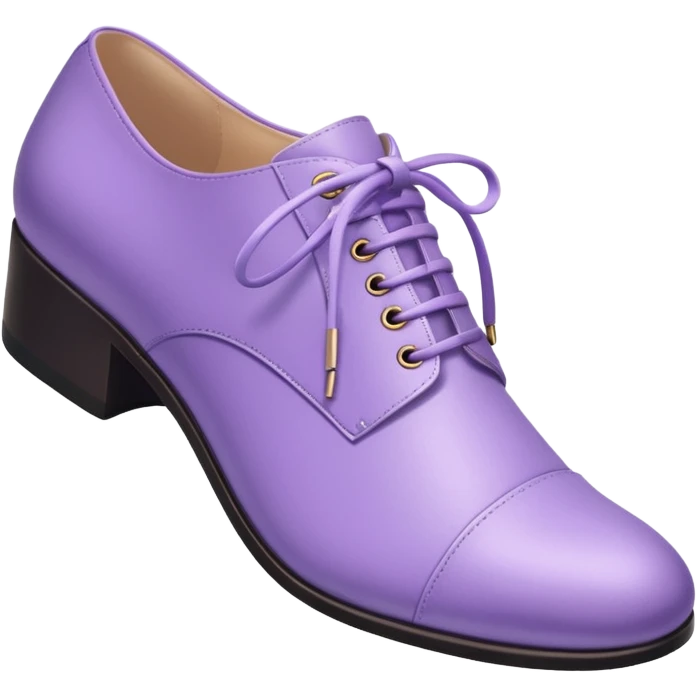 A 3D cartoon lavender-purple Formal shoes with soft texture, lace-up detail, and smooth reflections, isolated on plain background, Memoji-style. emoji