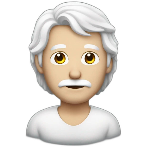 white haired man with half white mask emoji