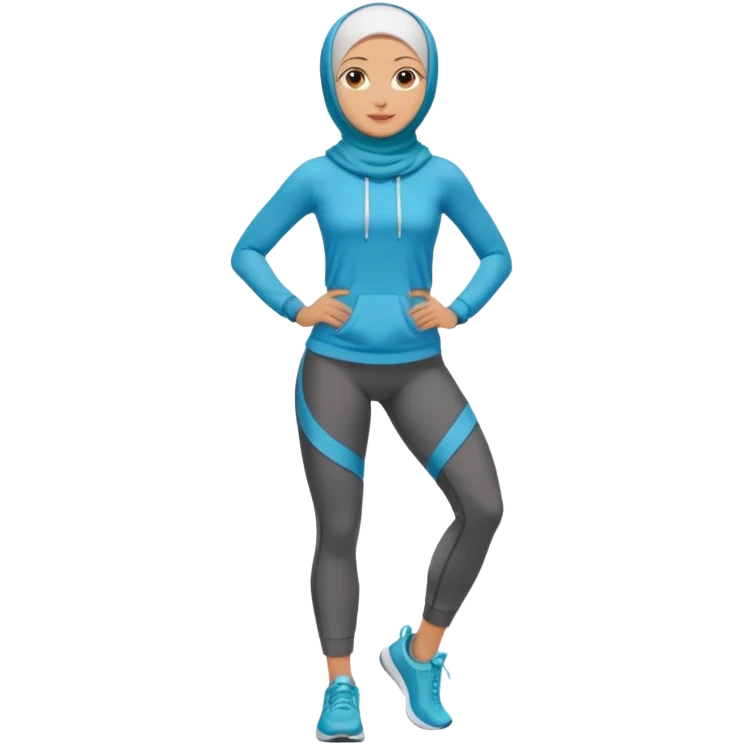 High resolution full body of a girl wearing a hijab and is a fitness trainer emoji