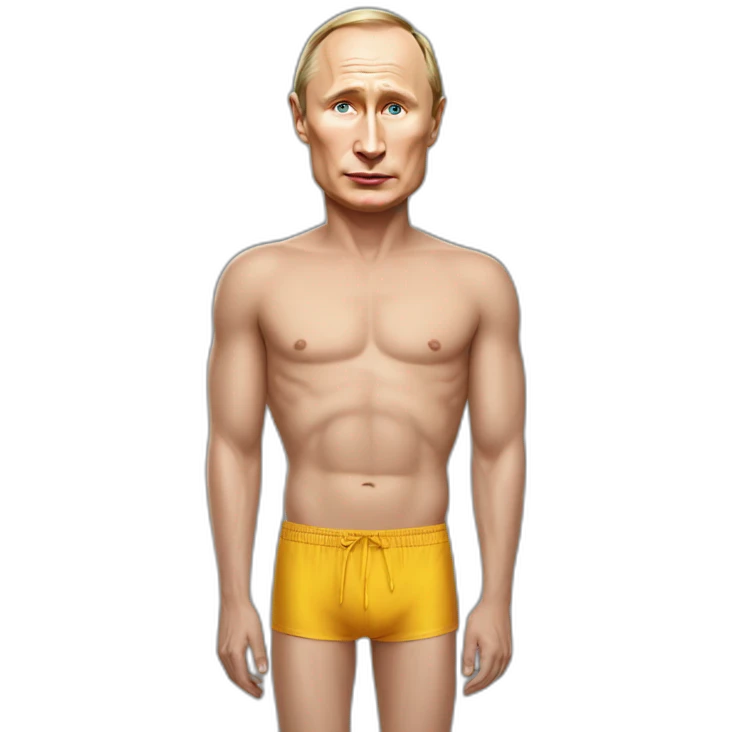 vladimir putin wearing a swimming trunk hyperrealistic emoji