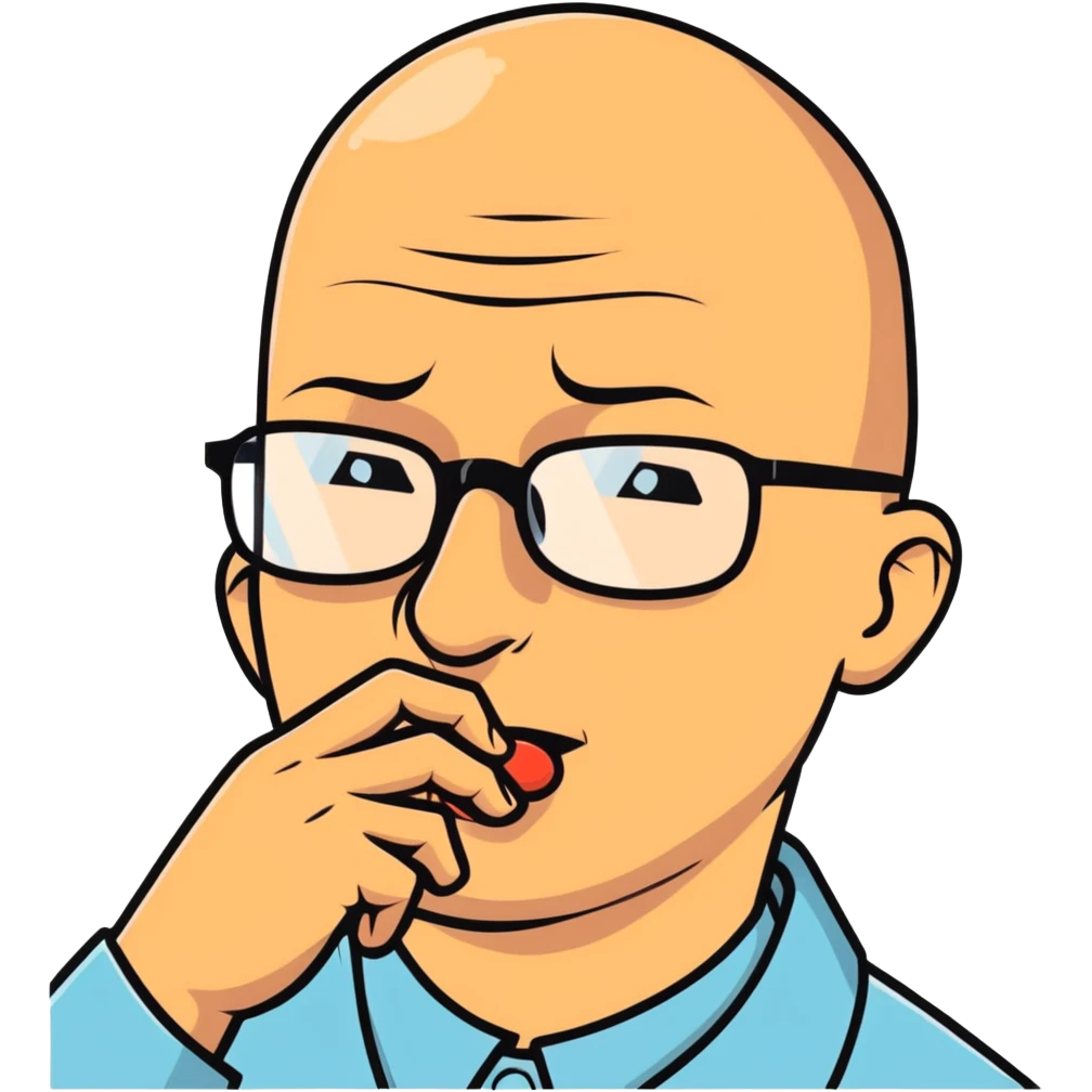 bald guy with glasses picking his nose emoji