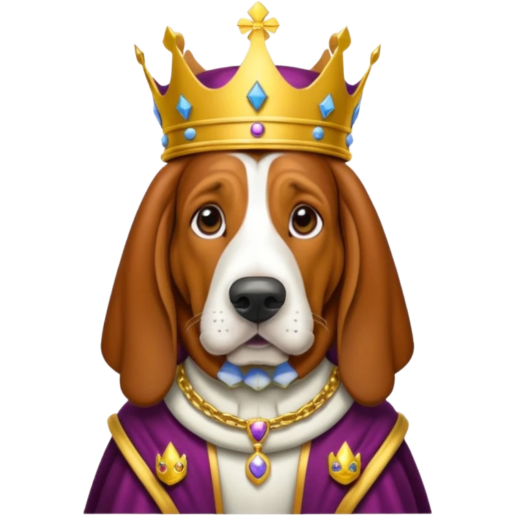 Basset Hound dressed as a king emoji