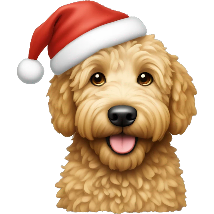Golden doodle with christmas hat on  emoji