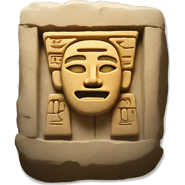 Glowing hieroglyphs shown on a stone tablet emoji