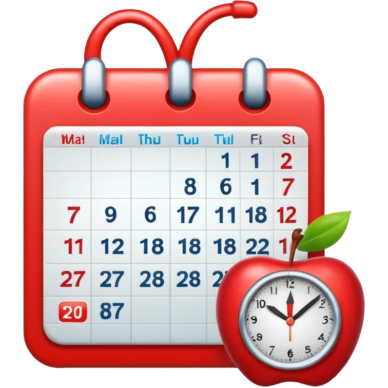 calendar with checkmark and clock, clean and vibrant, apple style emoji emoji