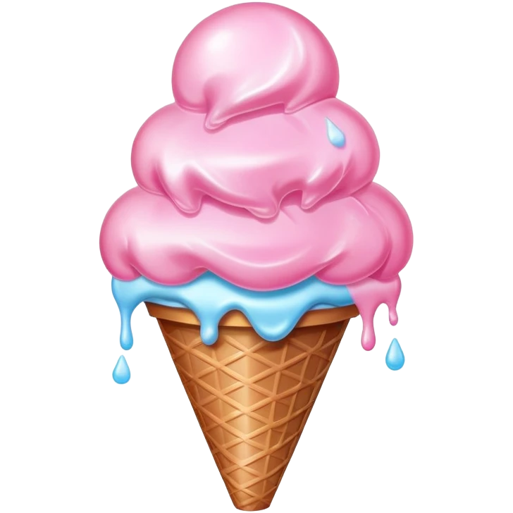 Glossy cotton candy in cone with shimmering, dewy surface and reflective highlights emoji