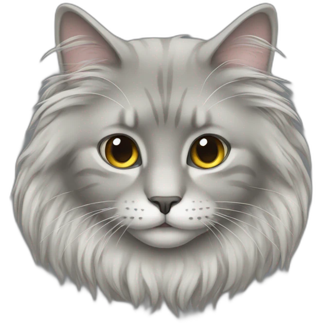 Long Hair cat gray emoji