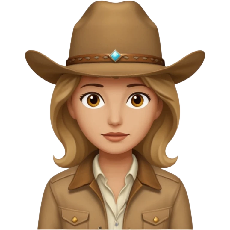 Ennis Del Mar from Brokeback Mountain with brown eyes, dark blonde hair, ivory shirt, brown jacket and cowboy hat emoji