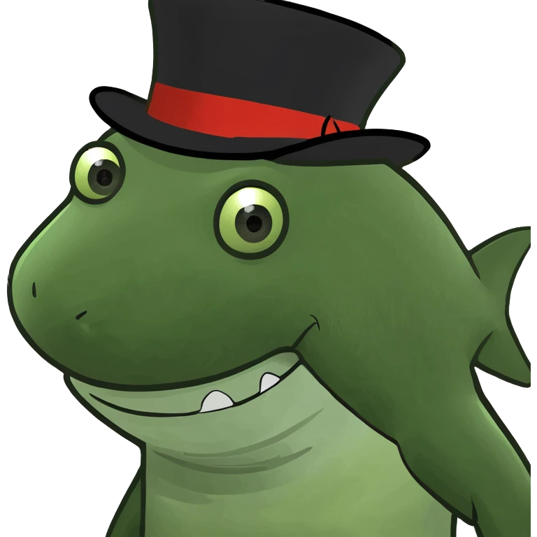 Shark with a top hat emoji