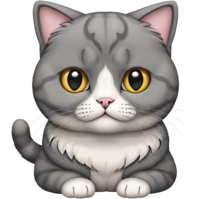 scottish fold cat with folded ears and all fur gray emoji