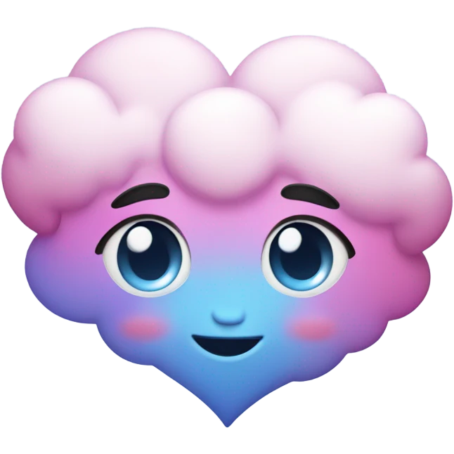 A cute pink purple blue heart cloud with cute eyes  emoji