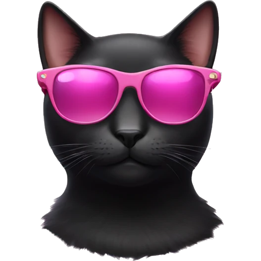 black Cat with pink sunglasses emoji