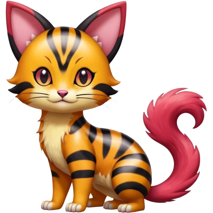 Cute Adorable Shiny Colorful Realistic Elegant Pretty Beautiful Liepard-Furret-Litten-Skitty-Pokémon-fusion-creature (full body) emoji