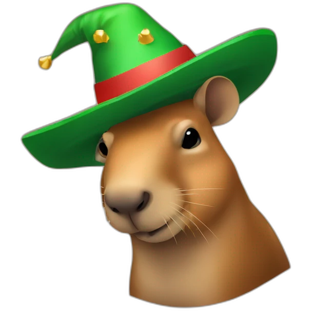 Capibara con sombrero de navidad  emoji