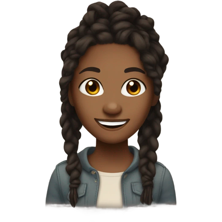 Girl with brown skin and black locs. Brown eyes and a cute smile emoji