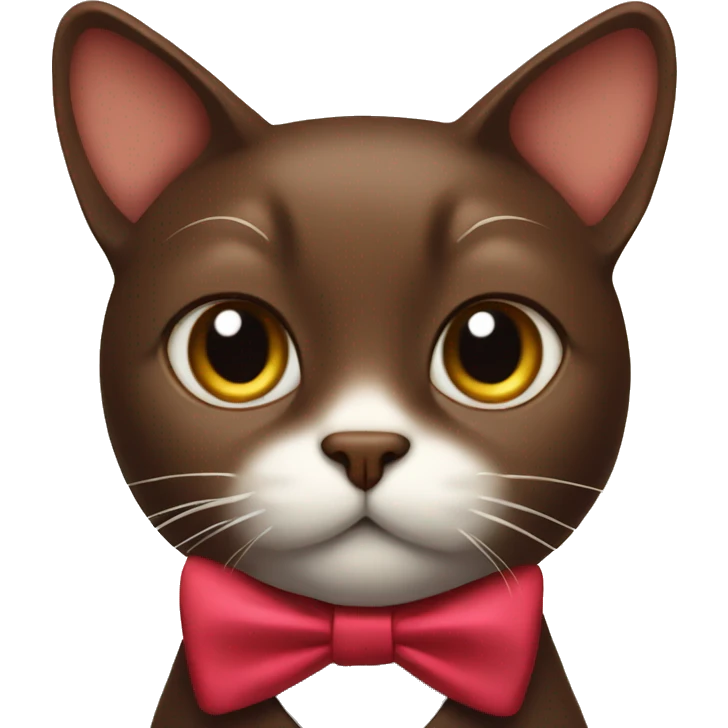 Chocolate cat with a bow tie emoji