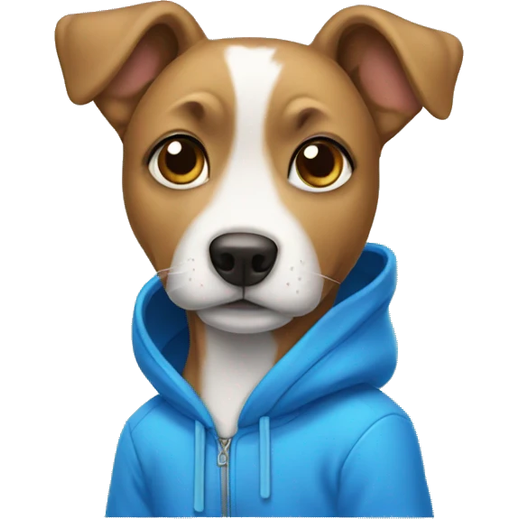 Dog wearing a hoodie blue emoji