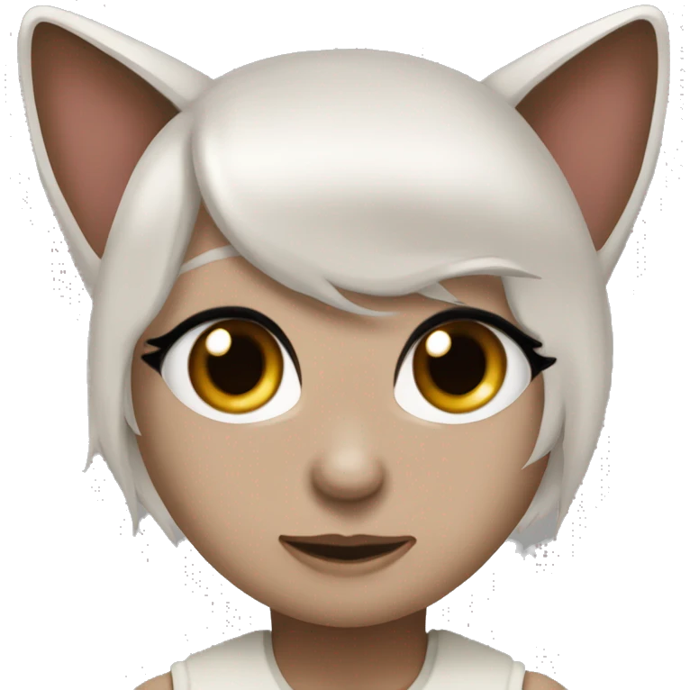девушка с коричневыми волосами и карими глазами гладит серого котика emoji
