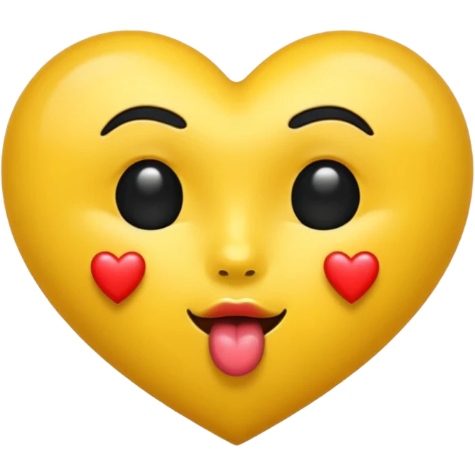 Yellow kiss emoji with black heart emoji