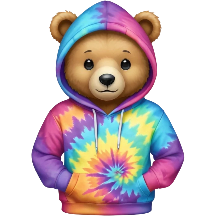 tiedye bear wearing a hoodie emoji
