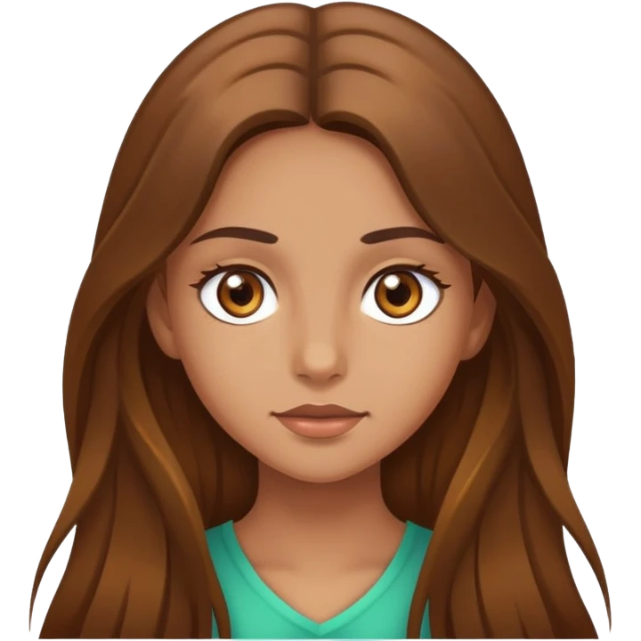 fair medium tan skin girl with hazel eyes and brown long hair emoji