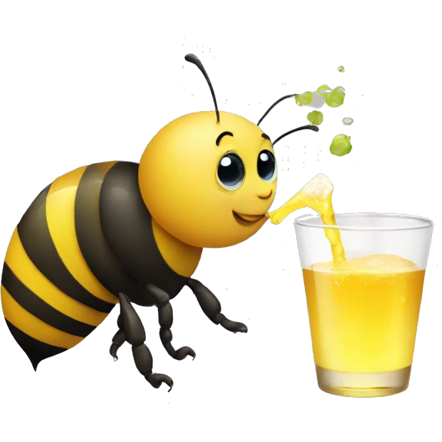 Cute bee sipping a drink  emoji