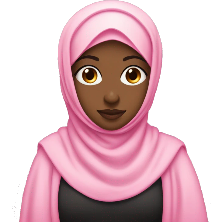 Black chubby Hijabi in pink abaya standing with heart eyes emoji