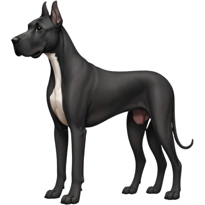 Black Male Great Dane  with no white and has cropped ears in a show stance emoji