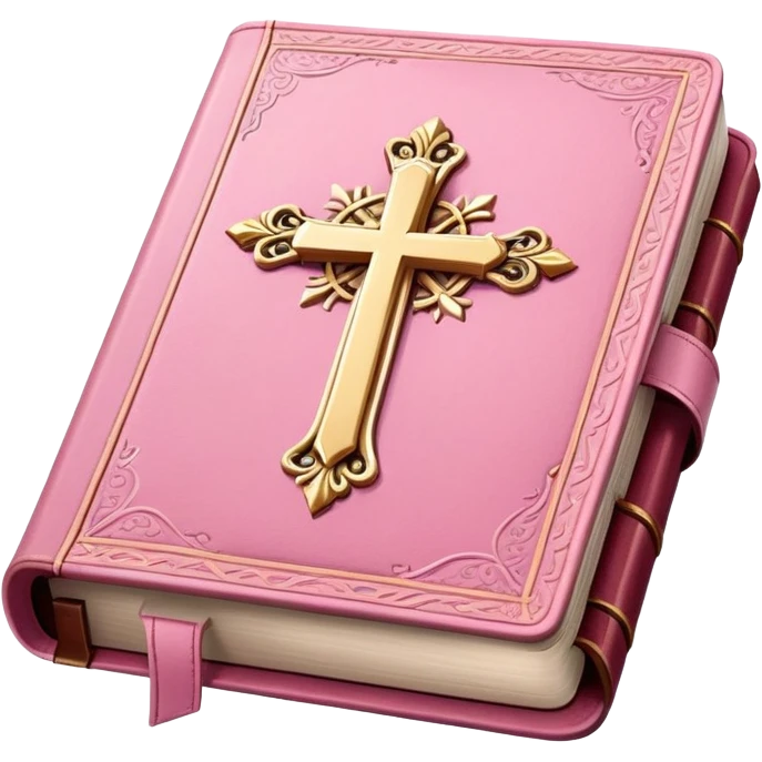 Pink bible with a gold cross  emoji