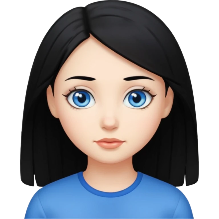 Chica de pelo negro y color de piel blanca con ojos azules emoji