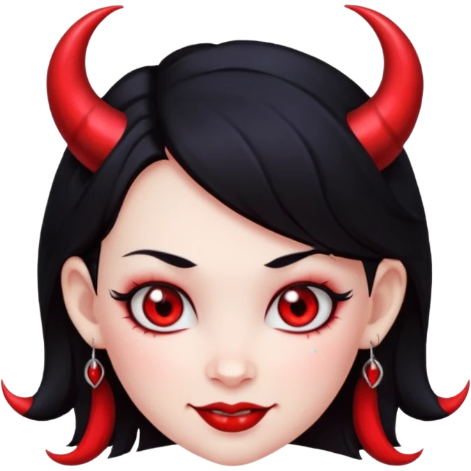 Devil girl cartoon sticker, smirk, sparkles, cute but naughty emoji