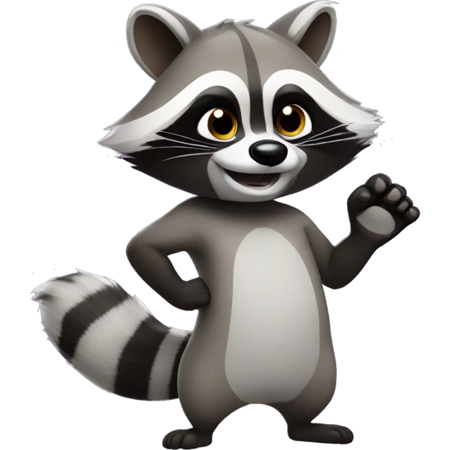 The raccoon waves its paw emoji