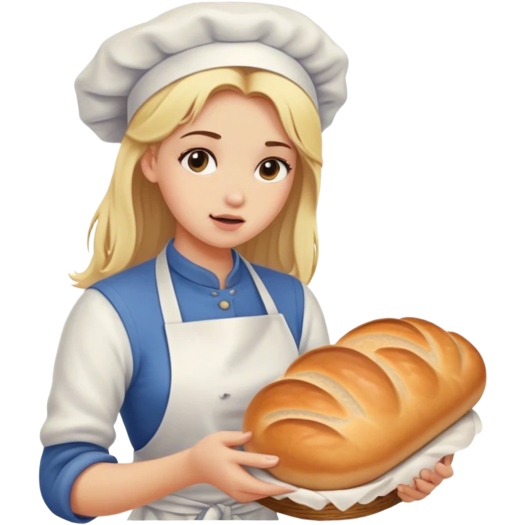 Unwell and sick blonde hair girl baking bread emoji