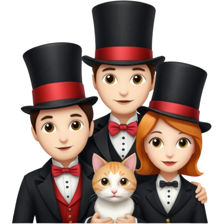 magician couple and their pet cat emoji