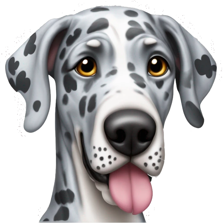 Blue Merle Great Dane with hearts on his eyes emoji