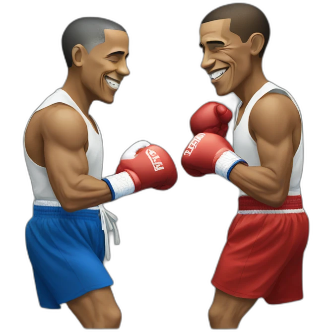 Barack Obama boxing with putin emoji