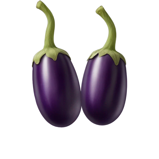 Two eggplants laying tip to tip emoji