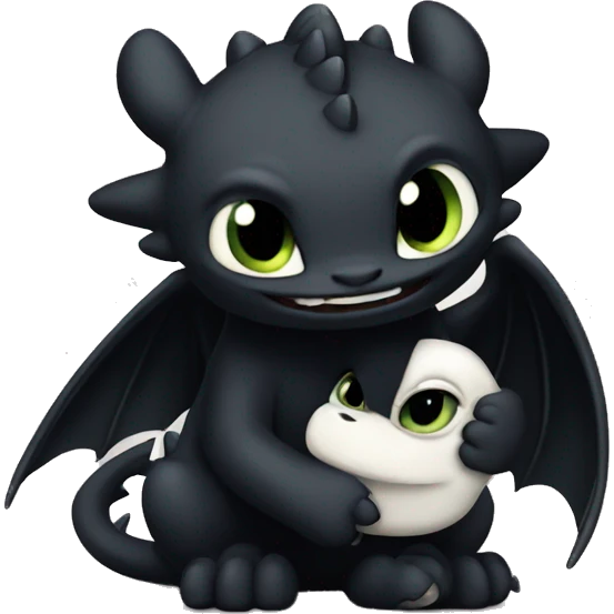 Toothless cuddle with white toothless emoji