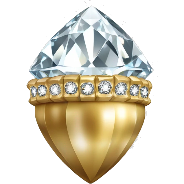 a Diamond Acorn, sparkling cut diamond, with stem of gold emoji