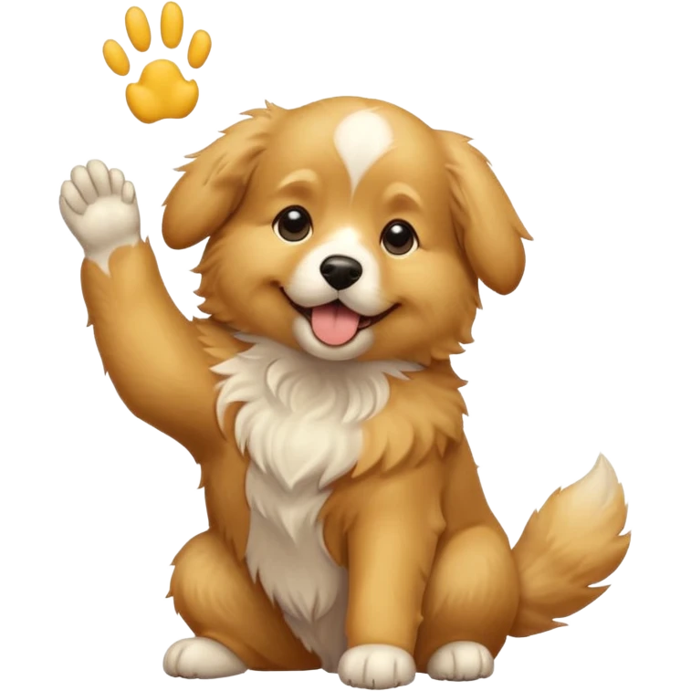 Cute dog reaching up to God emoji