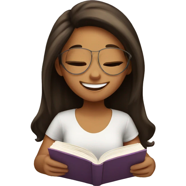 Happy girl reading a book  emoji