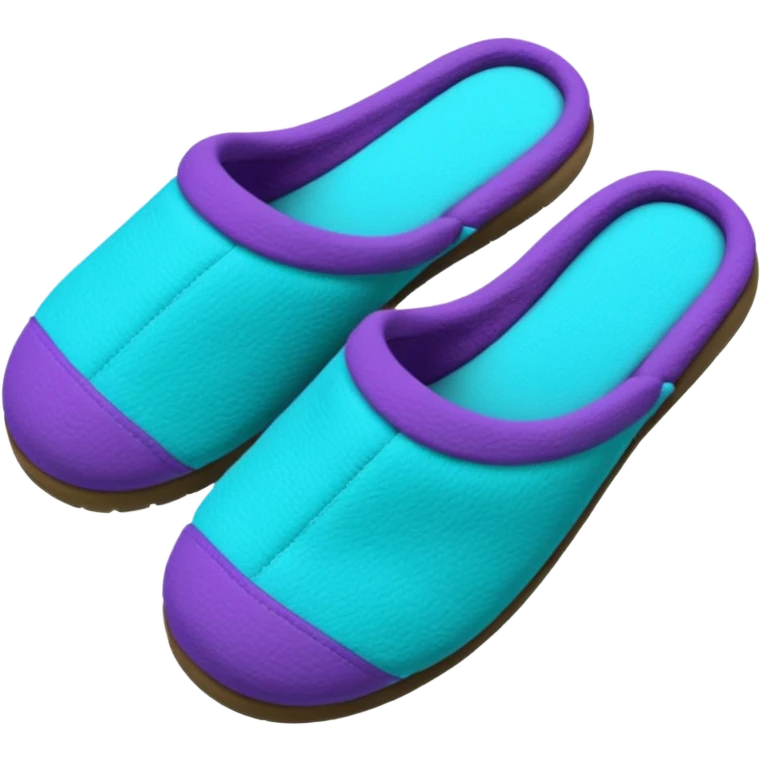 Comfy style Purple and turquoise women's slippers emoji
