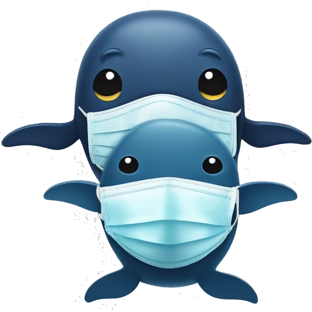 Whale and a seal wearing a face mask emoji