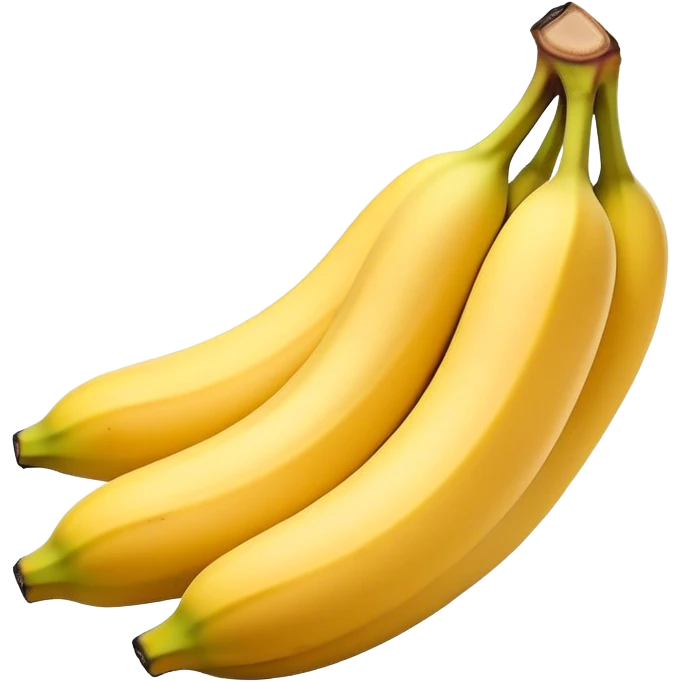 Cinematic bright yellow banana, smooth peel with gentle curves, slightly ripened, stacked in a charming bunch, warm glowing background, soft and inviting. emoji