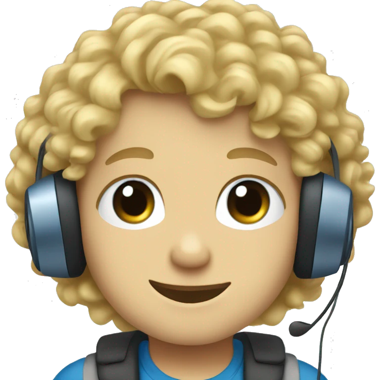 blonde curly hair blue eyed boy with headset  emoji