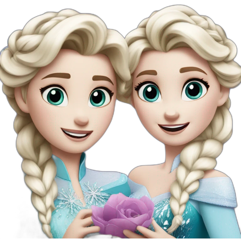 Elsa and Anna are excited emoji