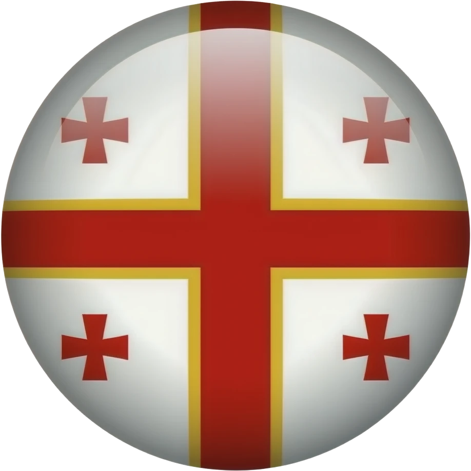 Classic emoji of republic of Georgia's flag but the middle big cross having gold outline but inside the flag in middle cross and make all red cross little dark emoji