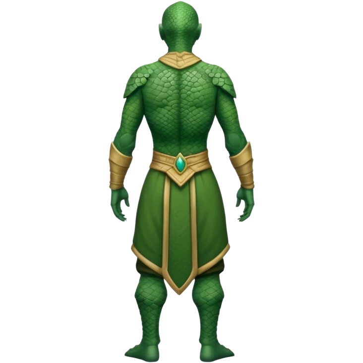 full body reptilian humanoid in ancient outfit, back view emoji