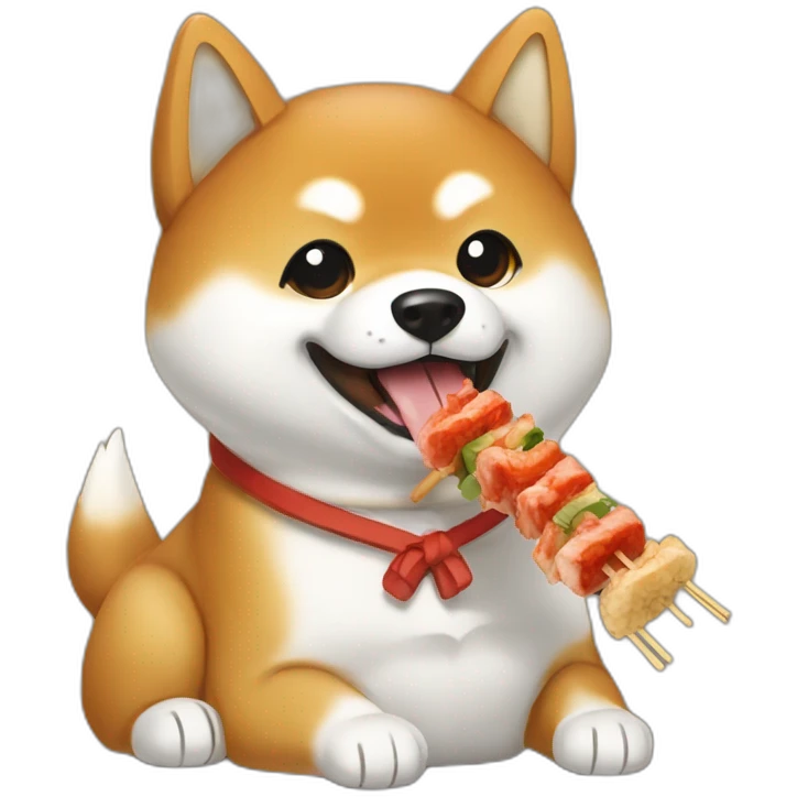 Shiba eating yakitori emoji
