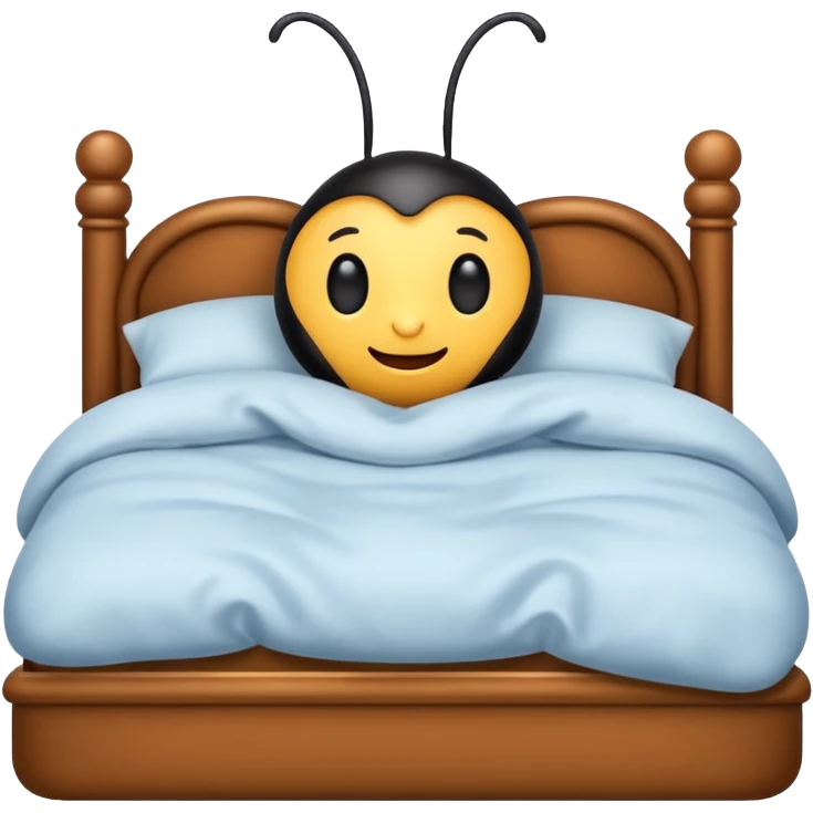 Sleepy bug in bed cute emoji